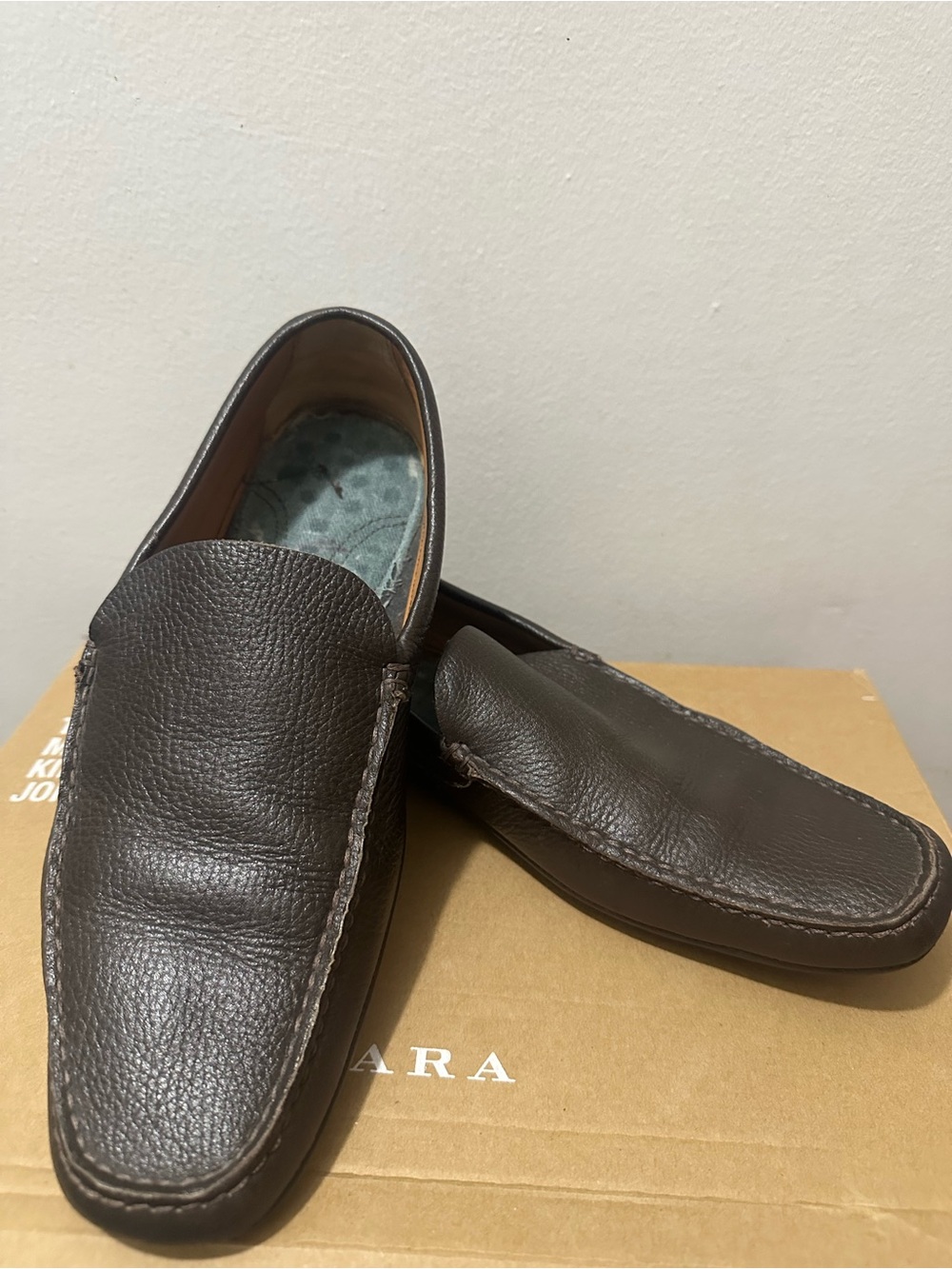 Boss Dark Brown Pebbled Leather Slip-On Loafers